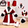 2025Christmas Wine Bottle Cover Set Golden Velvet Dress Clothes Cap Wine Bottle Bag Sleeve Xmas New Year Dinner Table Decoration