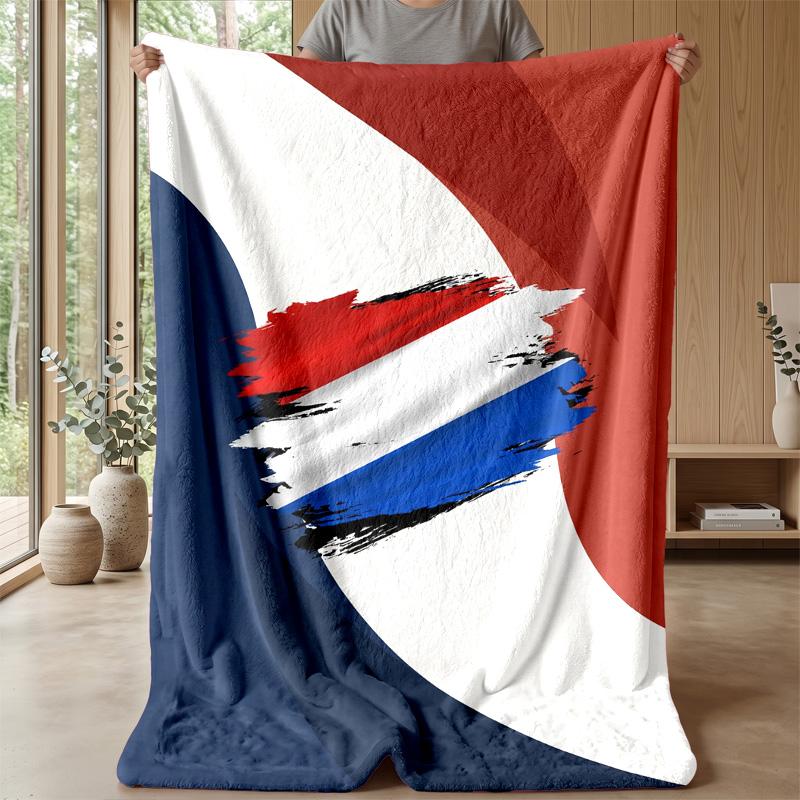 Netherlands Football Printed Flannel Blanket Skin Friendly Warm Decorative Throw for Indoor Couch Bed Daily Use
