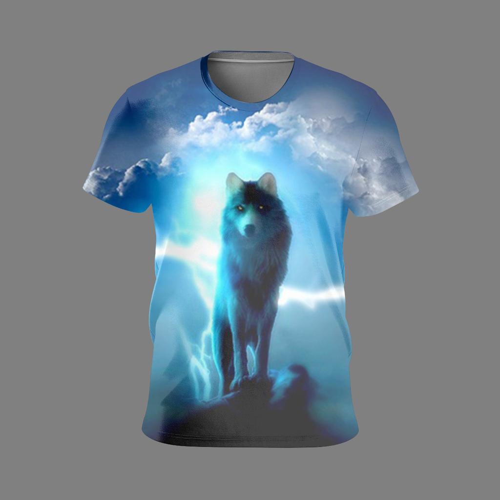 Animal Lion Summer Outfit New Men's 3D Printed T-shirt Men's Fashion Loose Three-dimensional Versatile Round Neck Short Sleeved T-shirt