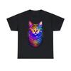 Colorful Psychedelic Cat Graphic Tee Shirt, S-5XL