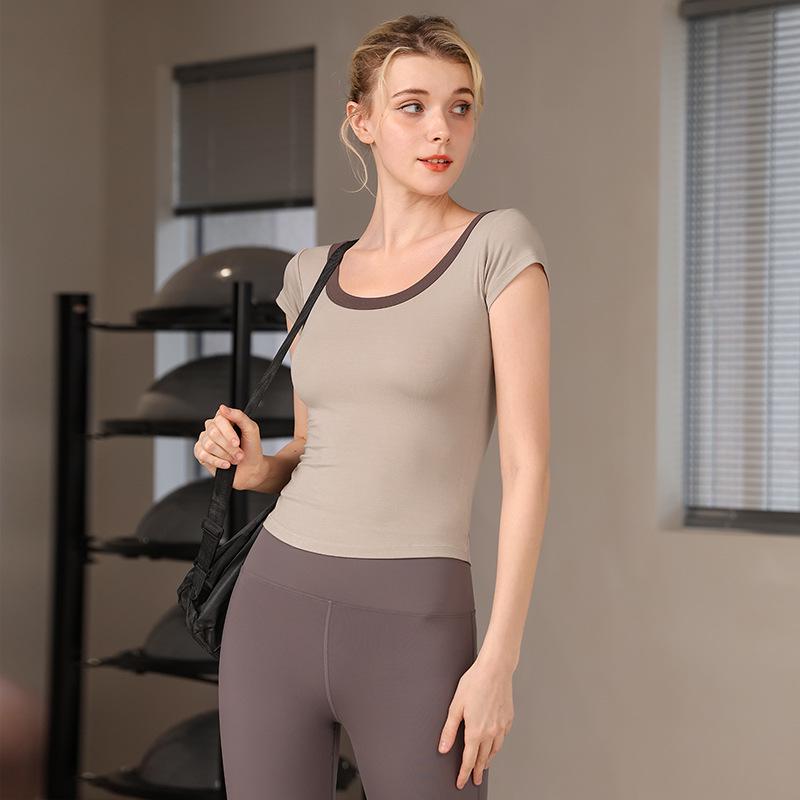 Elastic Cross-Border Yoga Wear: Soft, Thin, Short-Sleeve Sports Pilates T-Shirt, Tight-Fitting Running Top
