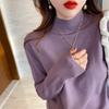 Pullover Sweater Women Autumn Winter Loose Outerwear Semi High Neck Knit Base Layer Gentle Top