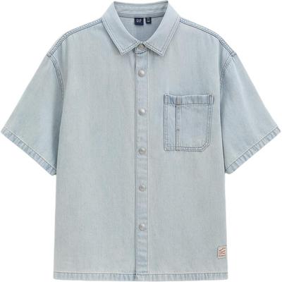 Cotton Lyocell Blend Loose Denim Shirt Men Shirts 891310