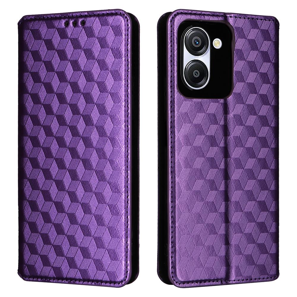 For Blackview Color 8 Magnetic Closure Phone Case Rhombus Imprinted Wallet Card Holder Cover