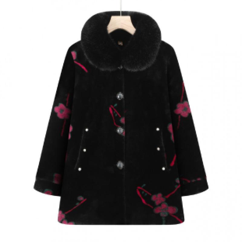 

Зимнее шерстяное пальто искусственный мех жена флис хлопковое пальто старый норковый флисовый жакет 5XL [recommended 150-80kg] чёрный