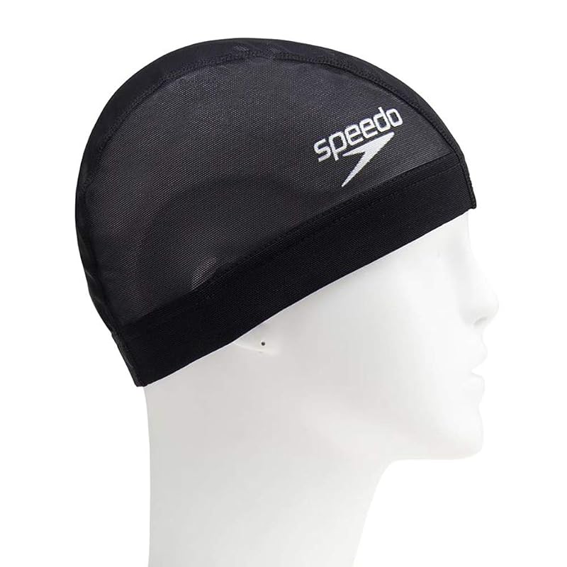 Speedo Logo Mesh Swim Cap, Unisex, SE12050, Black, Size L