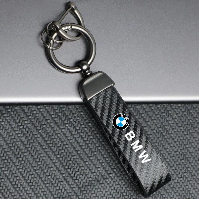 Carbon Fiber Car Badge Keychain Keyring Leather Key Chain Pendant For BMW E60 E53 E83 F48 F40 G20 G01 G02 F10 F95 G15 G16 F30 X1 cybf04