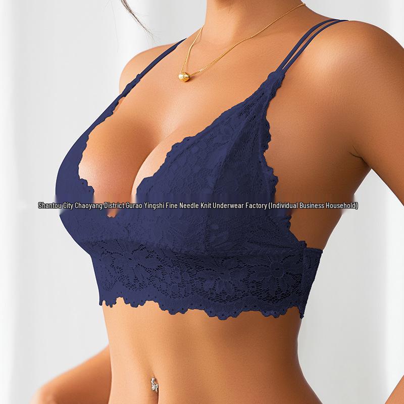 European & American Hot-selling Anti-sagging French Lace Double Strap Sexy Bra
