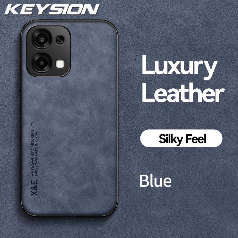 KEYSION Luxury Retro PU Leather Phone Case for OPPO A6 Pro 5G Soft Silicone+PC Shockproof Phone Back Cover for OPPO A6 Pro