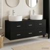 Bathroom Furniture Set 3 Pcs Black 129 X 44.5 X 80 Cm