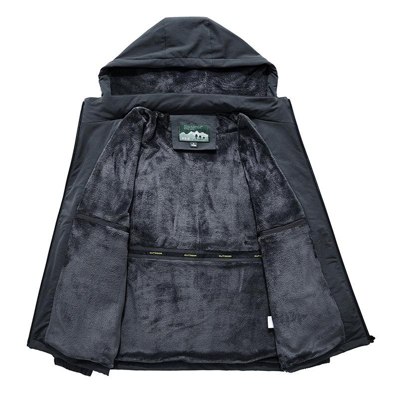 Autumn and Winter New Fleece Jacket Men's Casual Outdoor Hooded Large Size Elastic Jacket Jacket