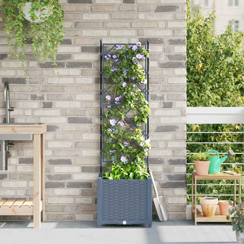 Garden Planter Light Gray 40 X 40 X 143 Cm Plastic