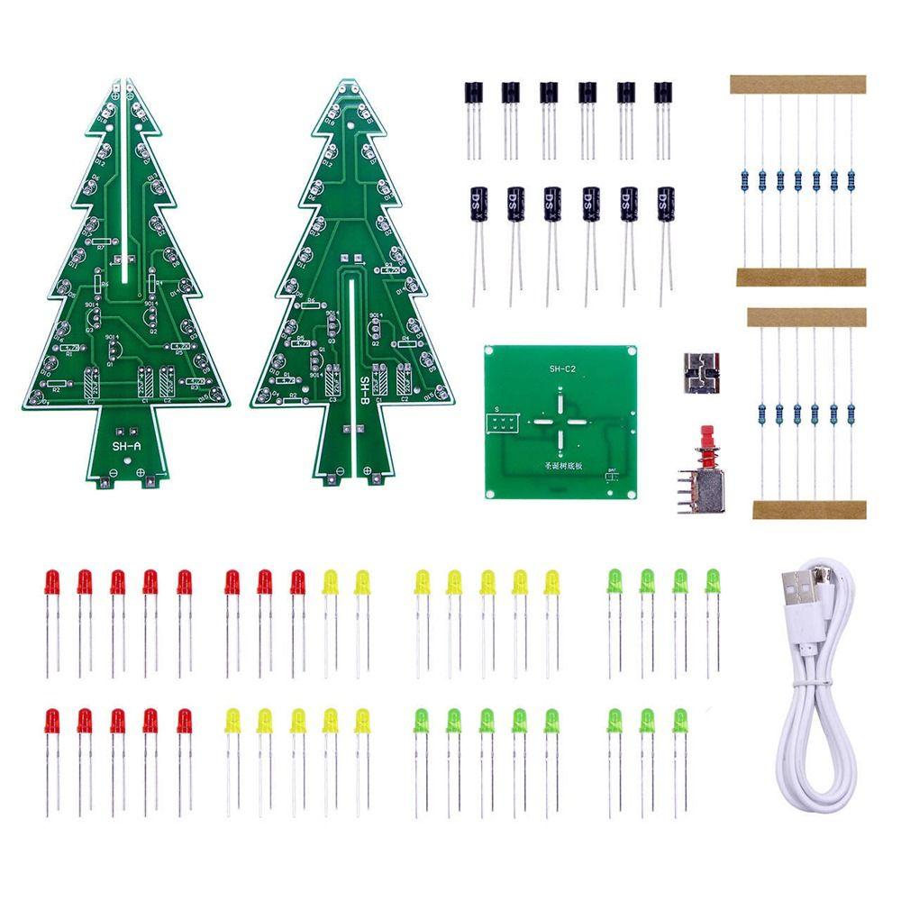 Červená Zelená Žlutá LED 3D LED Vánoční Stromeček Kit Vánoční Stromeček Blikající LED PCB DIY Projekty