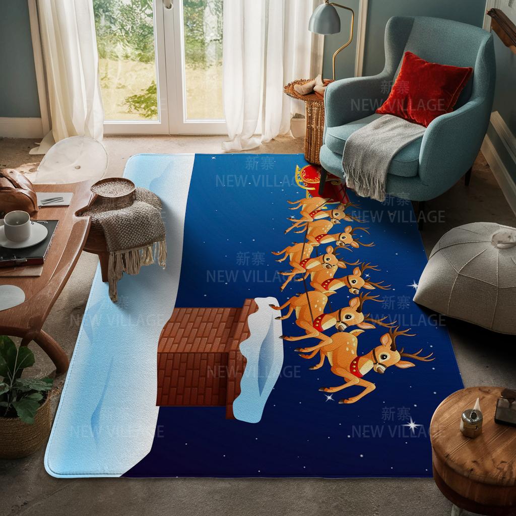 House Entrance Carpet Home Door Mat Living Room Bath Foot Bathroom Non-slip Water Absorption Rugs Bath Merry Christmas Winter