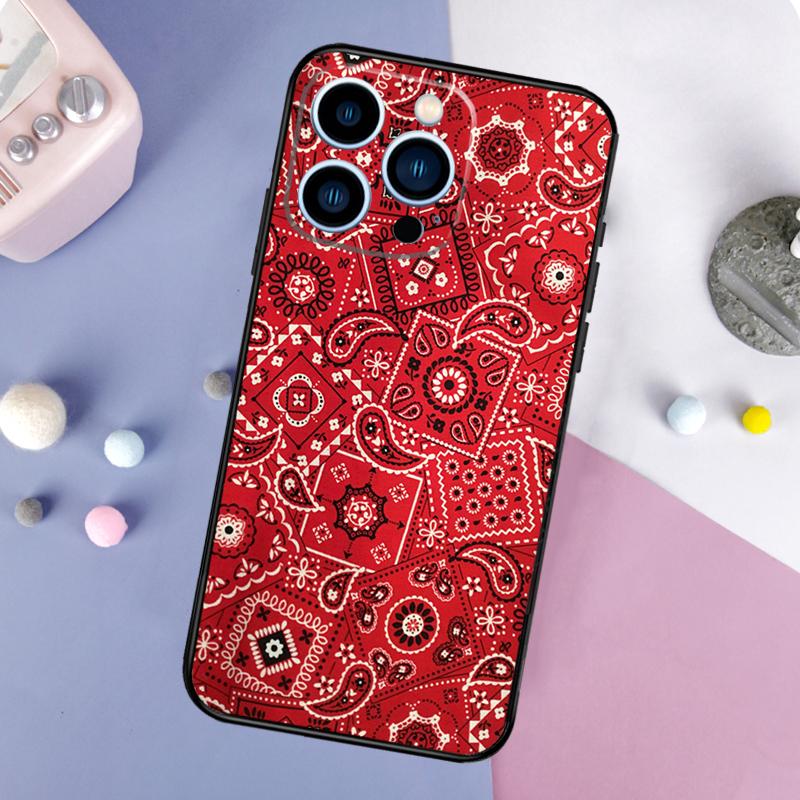Red Bandana Paisley Phone Case For iPhone 17 Pro Max 16 15 13 12 11 14 Pro Max Plus Mini 16e 17 Air Back Cover