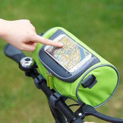Cycling Bicycle Head Storage Bags Waterproof Shoulder Straps Tube Pockets Window Front Frame Holder Zipper Pack