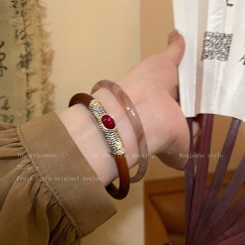 New Chinese Style Chicken Blood Vine Vegetarian Ring Bracelet for Women, Fashionable, Personalized, Simple, Ethnic Style, and Best Friend Jewelry