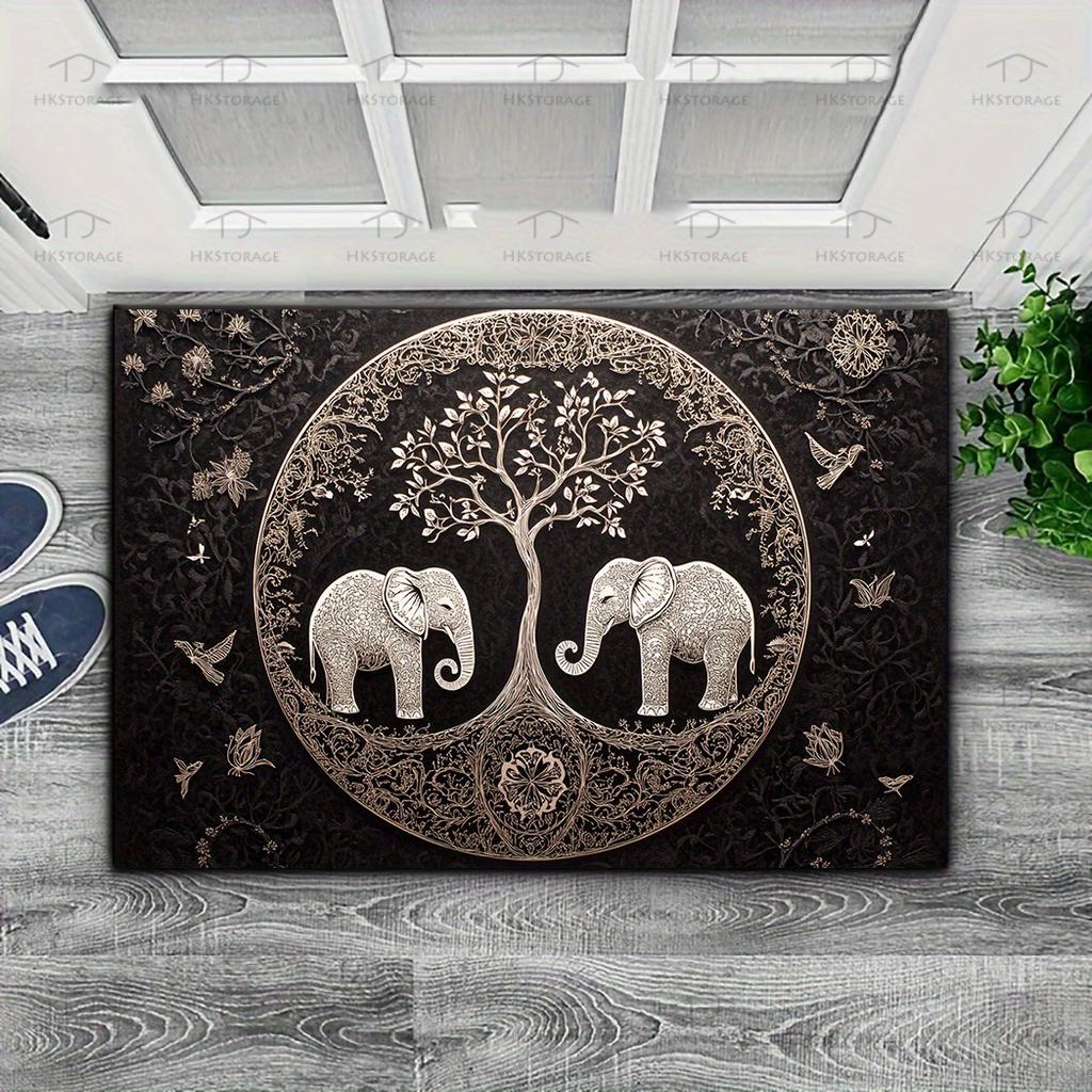 VIKAMA Sacred Elephant Carpet A Majestic Floor Mat Doormat Good Luck Welcome Mat Rug For Bedroom Carpet For Live Room Home Decor