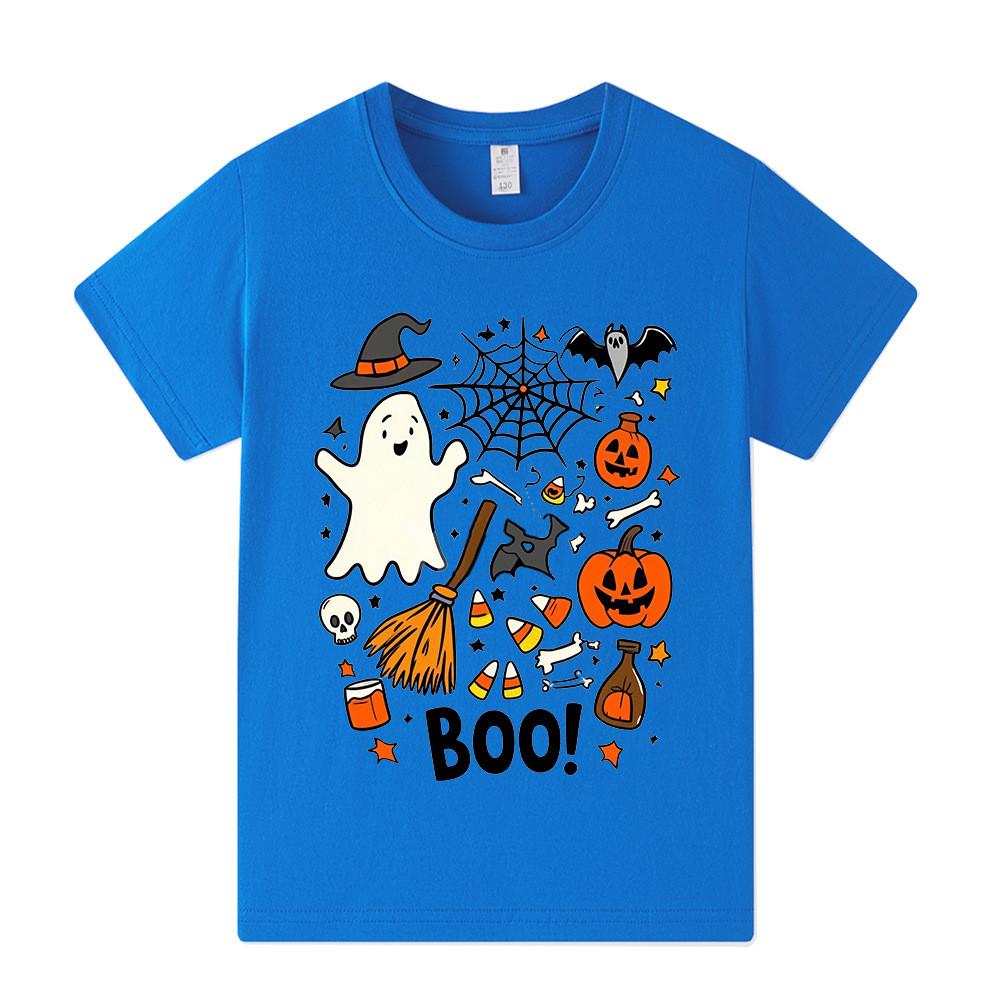 A1653 T-shirt Manches Courtes Halloween Fantôme Garçons Filles