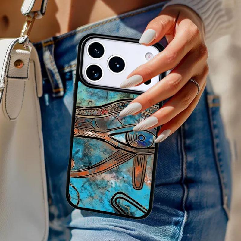 Sacred Eye of Horus Egypt Fresco Phone Case For iPhone 17 Air 14 15 13 12 Max Cover For Apple 16e 11 Pro Max Plus Coque