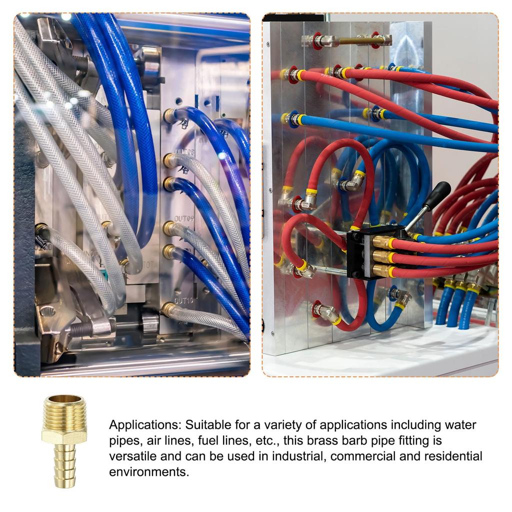 uxcell 2pcs Hose Nipple 1/2 NPT 1.7 x 0.8 inches (42 x 21 mm)