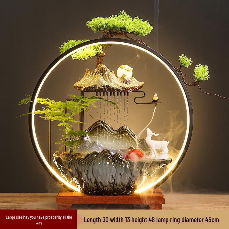 Flowing Water Backflow Incense Fountain & Humidifier - Perfect for Home, Office, or Gift Decoration.