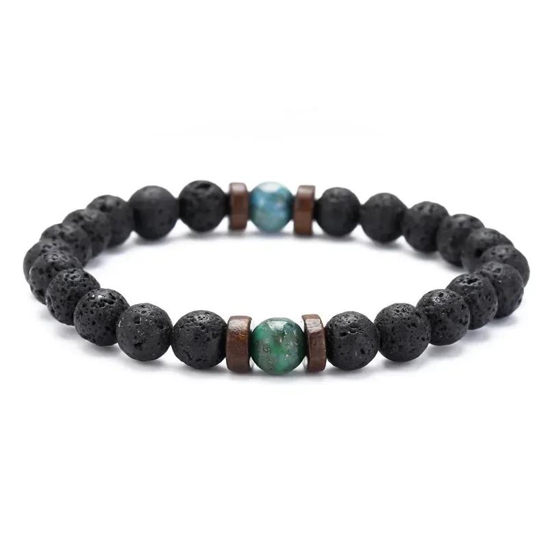 Vintage Irregularity Natural Lava Stone Beaded Couple Bracelet for Men Women Personality Charm Party Bangle Jewelry Accessories