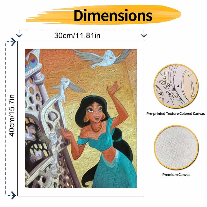 Disney Jasmine Princess Oil Painting Art Set Handmade Diy Gift Home Decoration