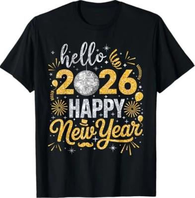 Hello 2026 Happy New Year Family Matching Fireworks Balloons T-Shirt