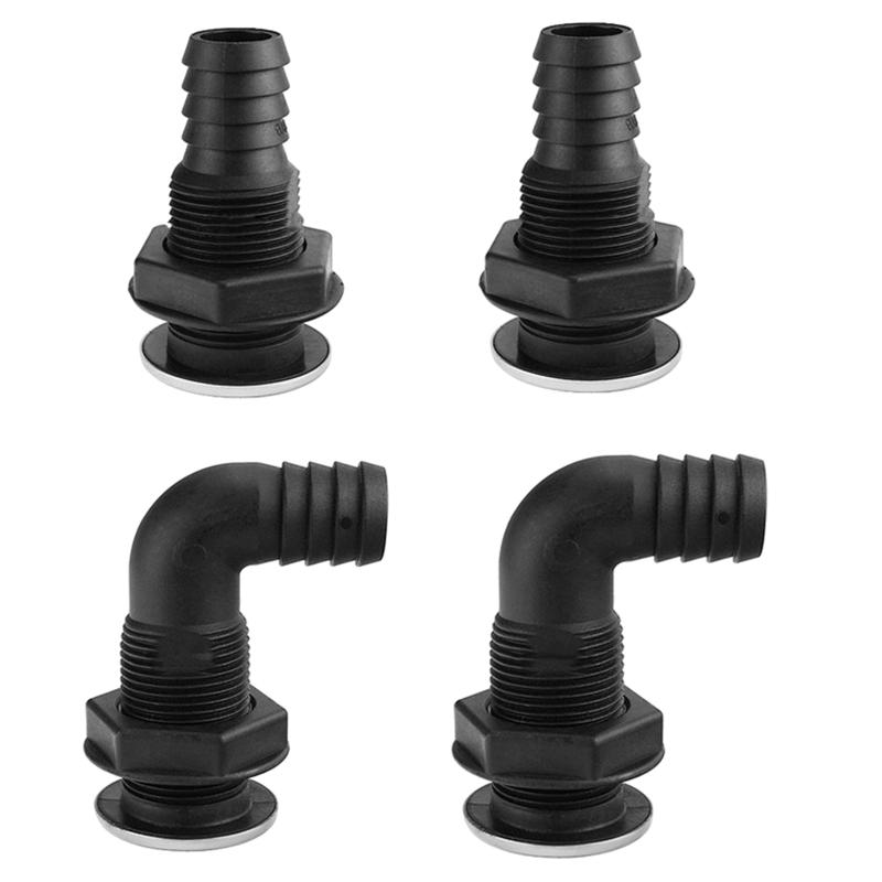 Marin Yacttillbehör 25 mm Nylonplast Genomskrovs Länspump Avloppsutloppsfitting