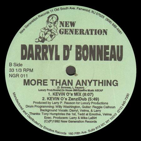 

12inch Record DARRYL D BONNEAU - More Than Anything NGR011 New Generation 1992 US Dance & Electronica Used