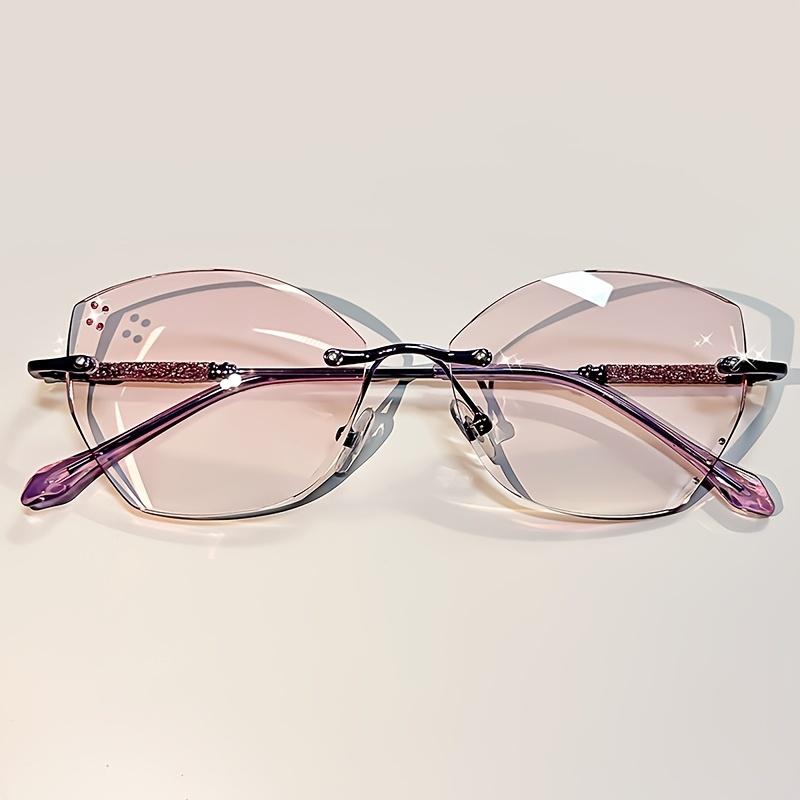 

Элегантные фиолетовые градиентные очки для чтения со стразами для женщин - Безободковые, дизайн «кошачий глаз» с увеличением от +1.0 до +4.0, комфорт 150 фиолетовый