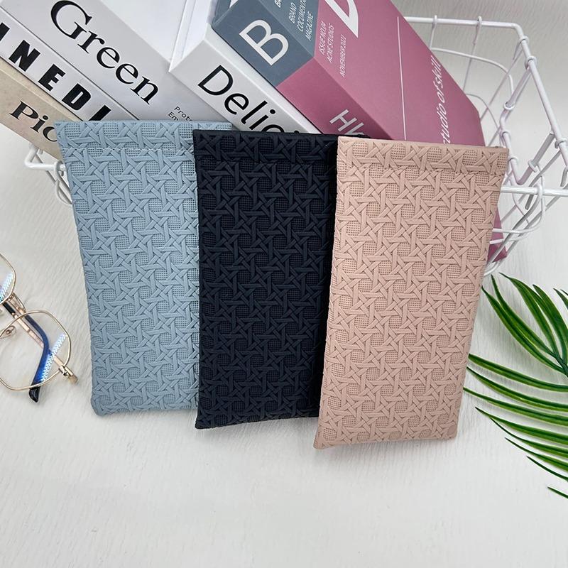 Minimalist Elegant Trendy Glasses Pouch Woven Texture Portable Sunglasses Storage Box Durable Lipstick Headphone Bag
