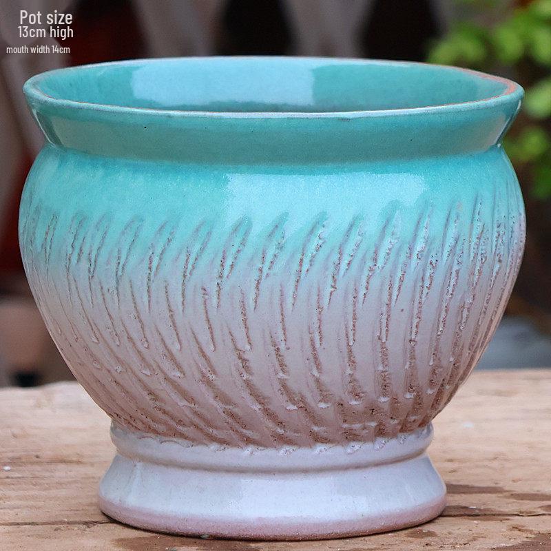 Handmade Retro Zisha Ceramic Pot for Succulents, Orchid, and Asparagus - Breathable Small Flower Pot