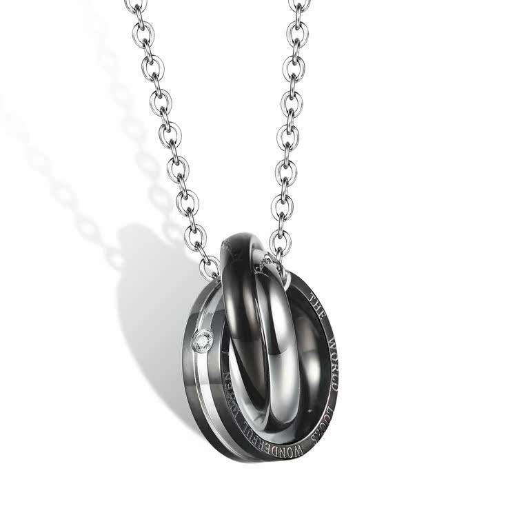 Korean Style Jewelry New Three-ring Romantic Couple Necklace with Chain