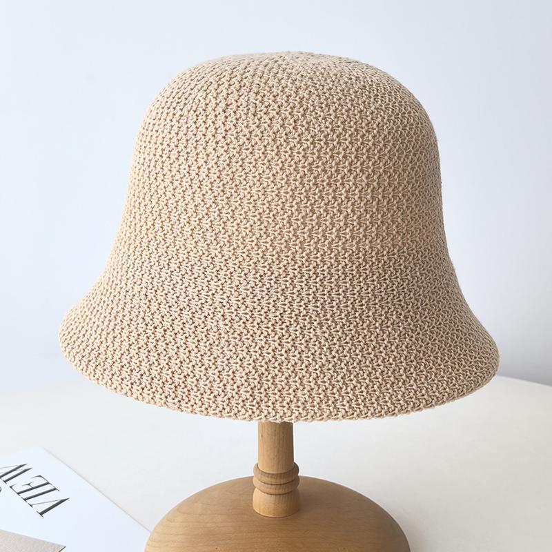 Solid color bucket hat women's spring and autumn breathable sun hat travel sunscreen hat showing washbasin cap foldable