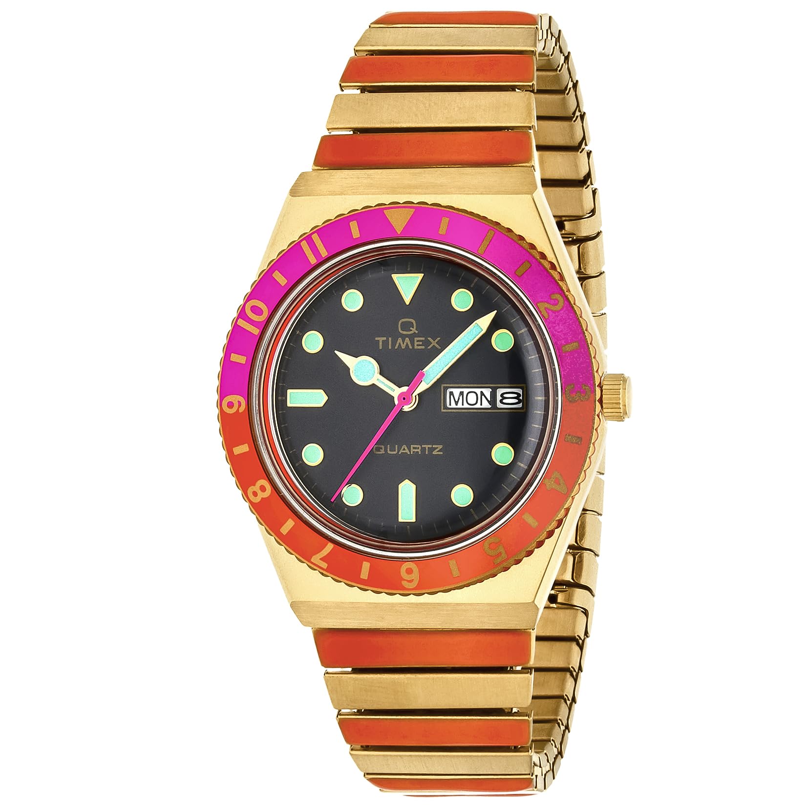 Часы Q TIMEX Кварцевые 5 АТМ Водонепроницаемые Пластик Черный Циферблат TW2U81600 [TIMEX] Женские [Оригинал] чёрный