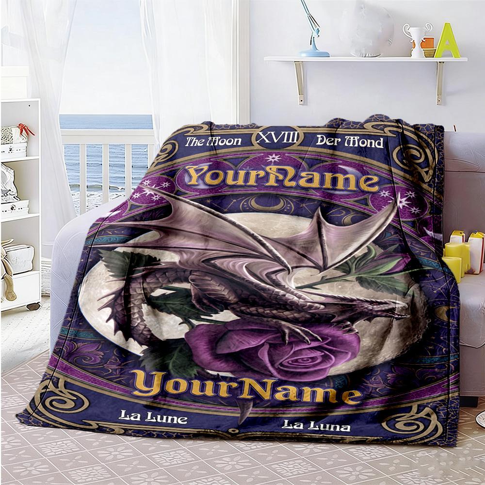 Gothic Illustrations Personalized Name Blanket Lightweight Customizable Blanket Comfortable Versatile for Office Bedding Living Room Sofa