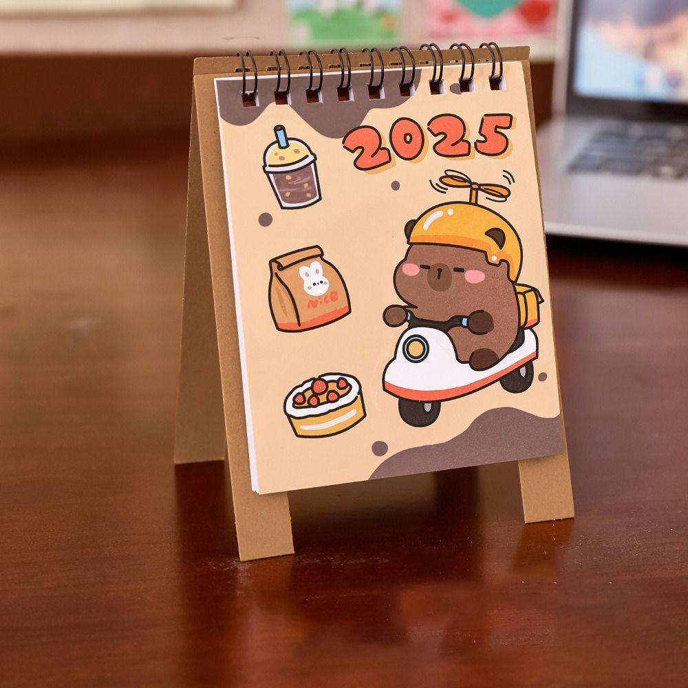 4Pcs/set Thickened 2025 Calendar Cute Desktop Calendar Ornament Portable Mini Calendar  Students