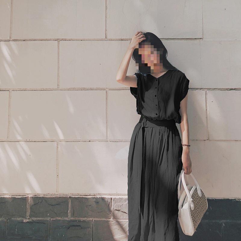Summer 2023 Women's Korean Style Chiffon Over-the-Knee Fairy French Dress