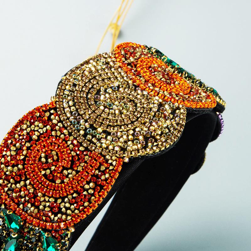 Damska kolorowa opaska do włosów z kryształkami, luksusowa, szeroka, ciężka, robocza, nakrycie głowy