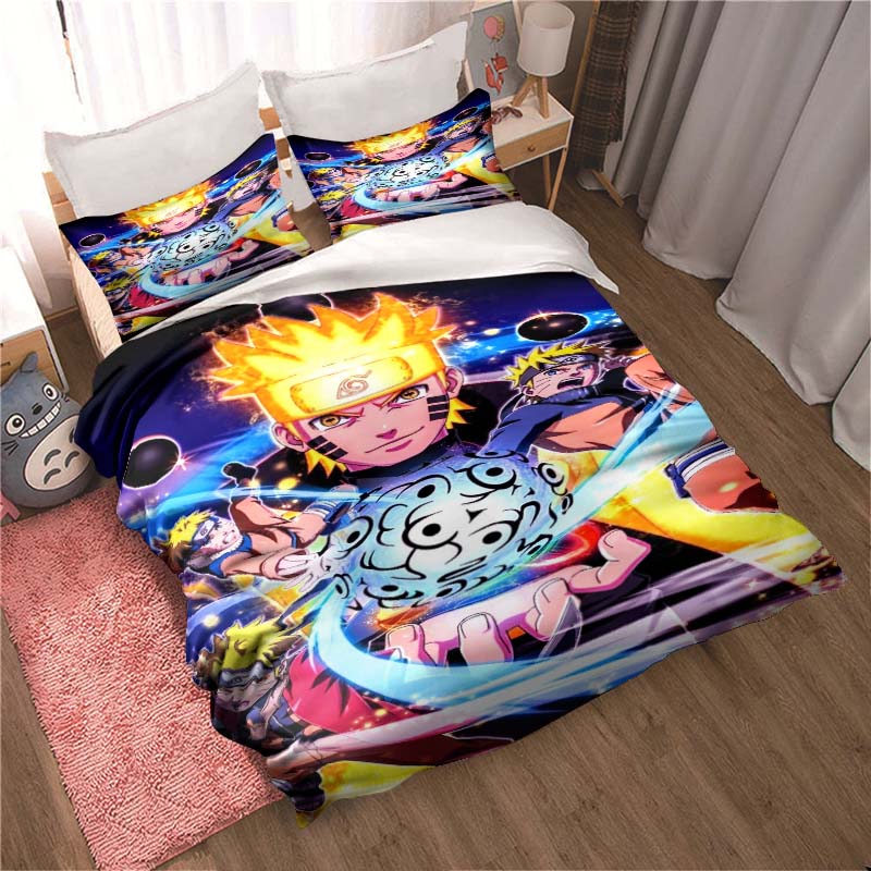 Uzumaki Naruto Japanese Manga Print Bedding Set – Duvet Cover Set – A Luxurious Gift for Teens, Suitable for Double/Single Beds