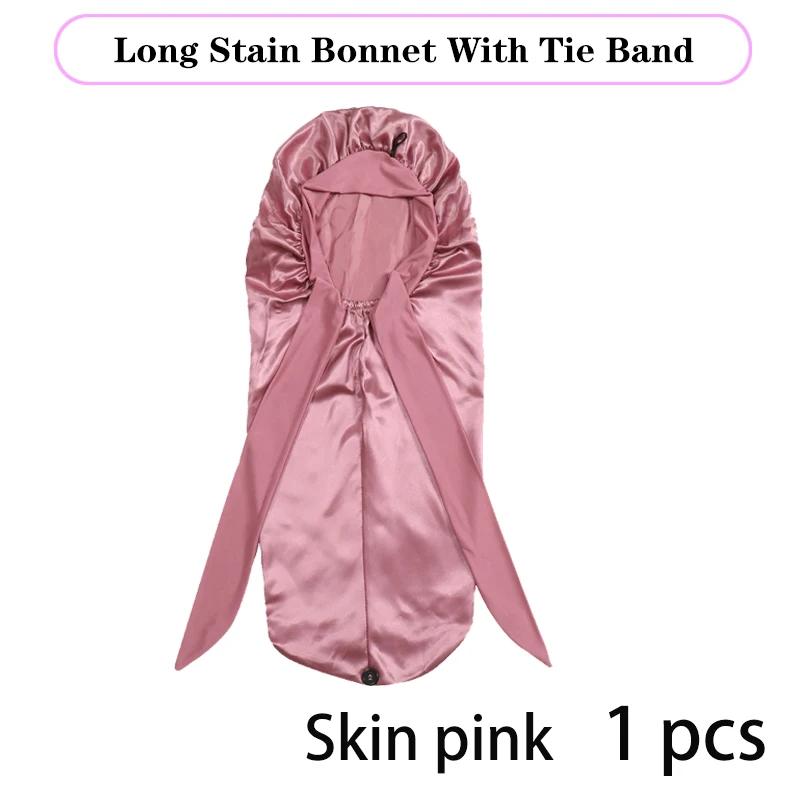 

Long Satin Bonnet Solid Color Extra Large Sleep Cap With Long Tie Hair Bonnet For Black Women Hair Care Cap For All Hair Types