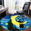 1pc Moon Cats Office Round Area Rug, Under Office Chairs Bedroom Living Room Home Decor, Room Deco, Available In Various Sizes
