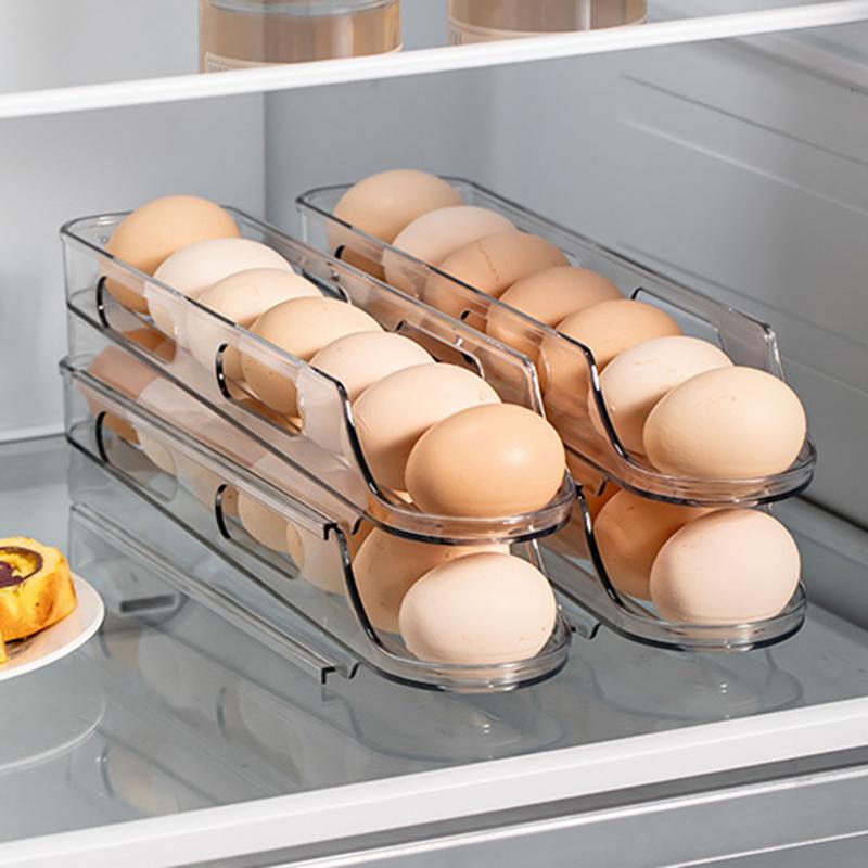 1/2/3-lags eggoppbevaringsboks Automatisk rullende eggholder Stativ Stige Kjøleskap Eggdispenser Eggorganisatorholder Kjøkken