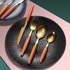 304 Stainless Steel Cutlery Sapele Wood Handle Western-style Knife, Fork and Spoon Simple Cutlery Four Sets