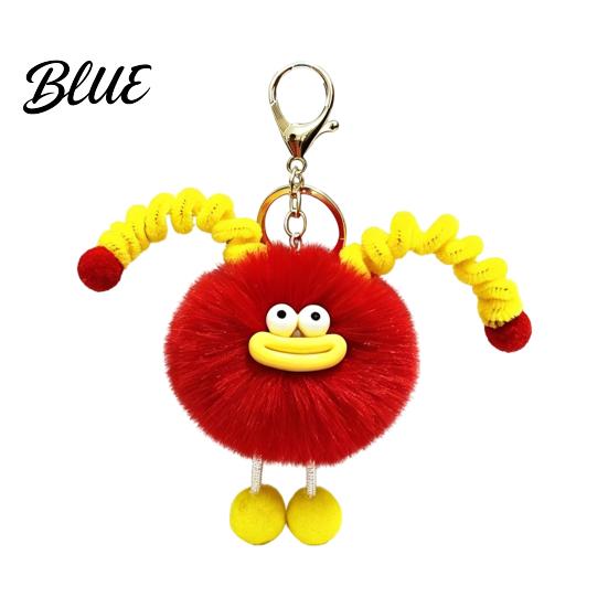 Fluffy Bag Pendants Sausage Mouth Creature Plush Keychain Cartoon Fuzzy Ball Keyring Pendant Women Key Rings Decorative Keychain for Handbags Purses