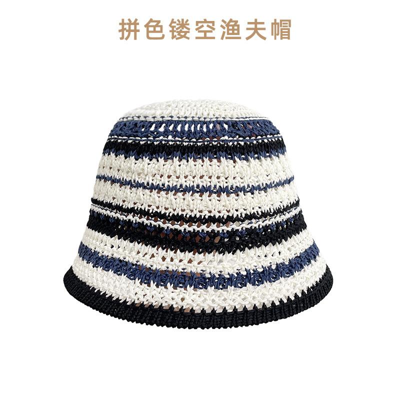 Women Hollow Floral Crochet Bucket Hat Breathable Openwork Wide Brim Sun Cap Lightweight Knit Fisherman Hat for Summer Daily Outdoor Travel Beach