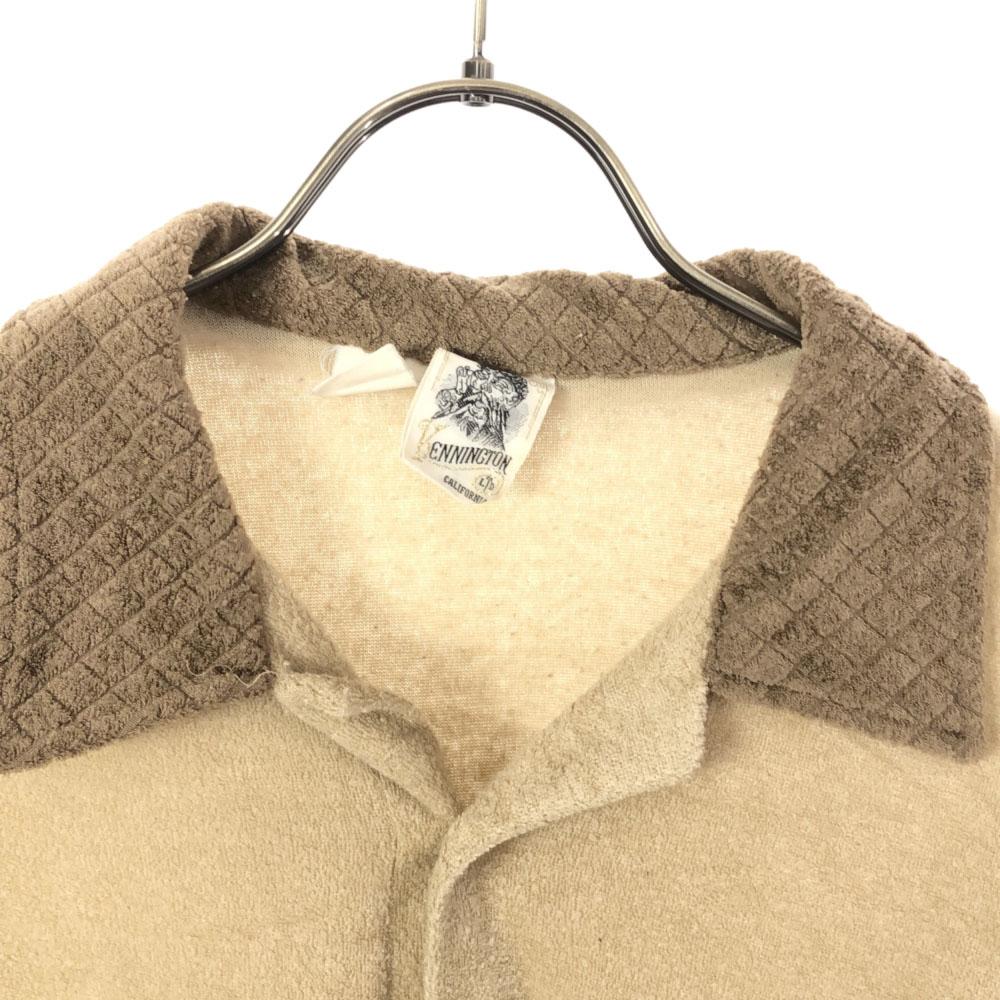 KENNINGTON 70s Long sleeve Pile ground Polo shirt Beige Old vintage Men's Used