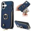 For iPhone 16 Plus Case Zipper Pocket Kickstand Leather Phone Back Cover